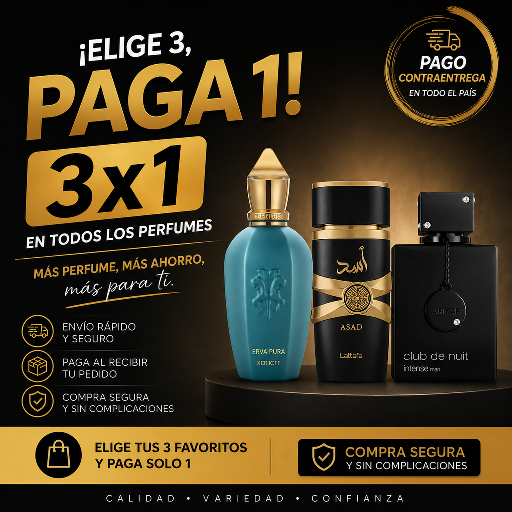 ¡3X1 PERFUMES ARABES! ERBA PURA + LATTAFA ASAD + CLUB DE NUIT - PAGÁ EN TU CASA