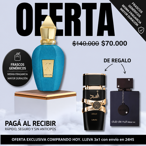 ¡3X1 PERFUMES ARABES! ERBA PURA + LATTAFA ASAD + CLUB DE NUIT - PAGÁ EN TU CASA (Misma Fragancia, Distinto empaque)