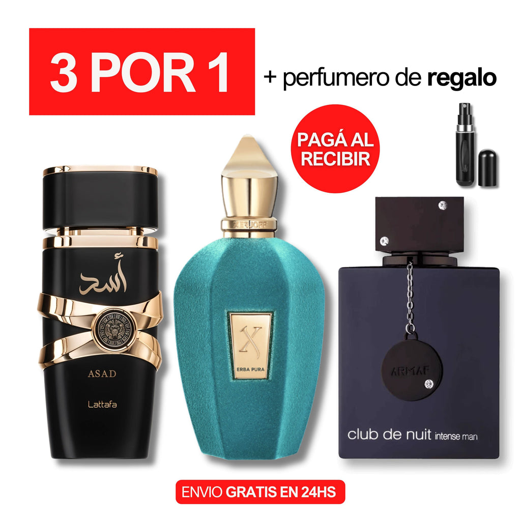¡3X1 PERFUMES ARABES! ERBA PURA + LATTAFA ASAD + CLUB DE NUIT CON PERFUMERO DE REGALO - PAGÁ EN TU CASA