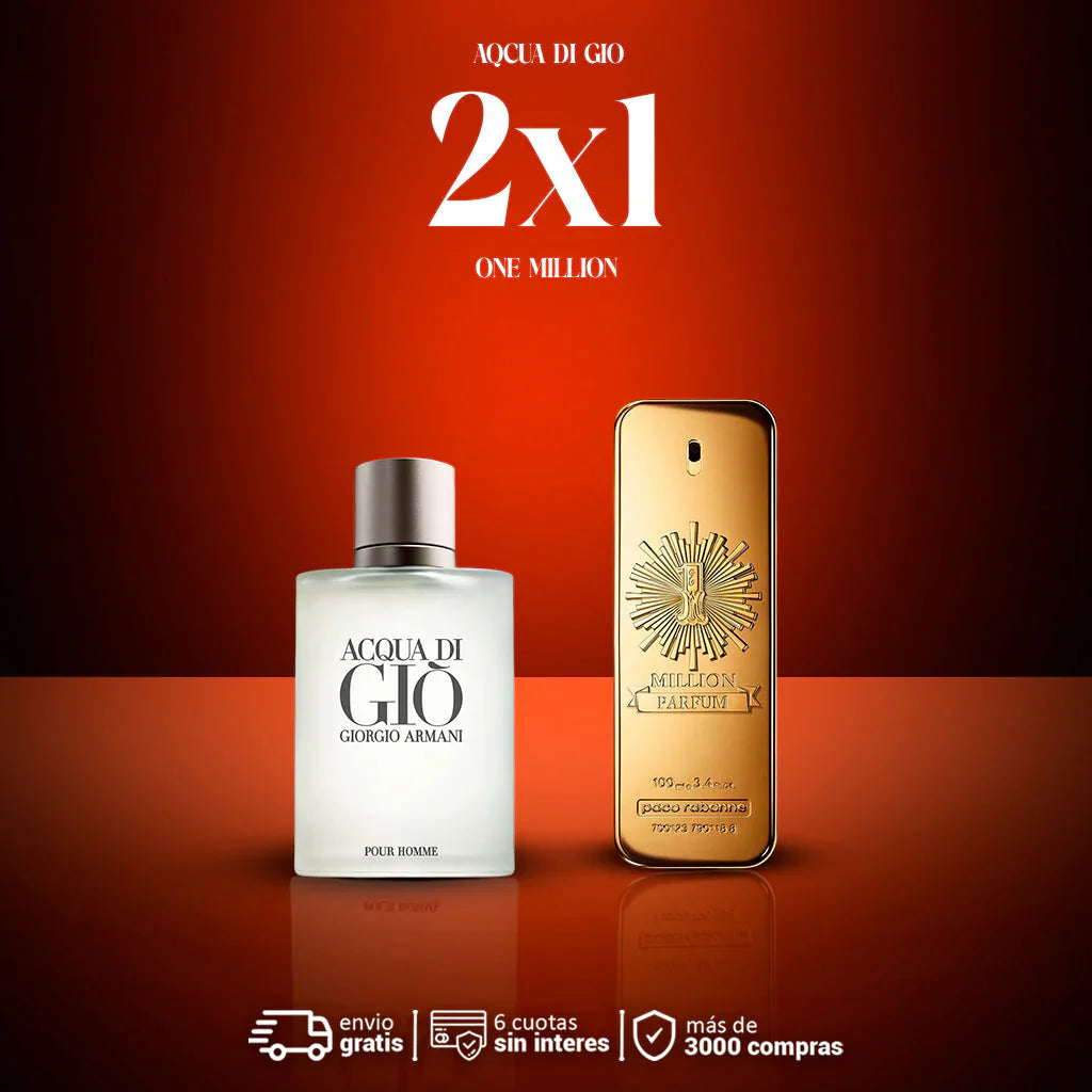 2X1 ACQUA DI GIO + ONE MILLION DE PACO RABANNE - PAGÁ EN TU CASA