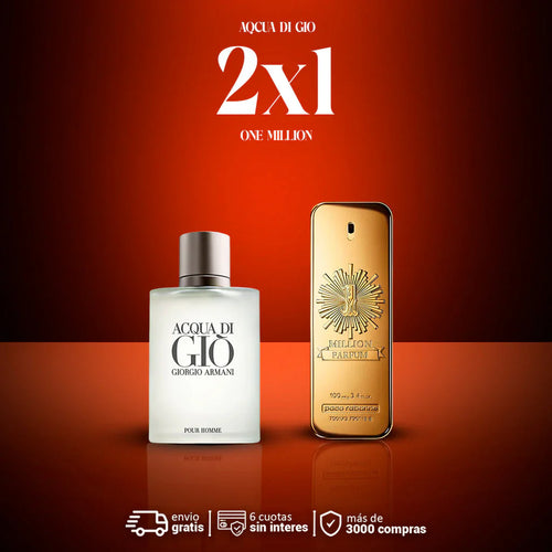 2X1 ACQUA DI GIO + ONE MILLION DE PACO RABANNE - PAGÁ EN TU CASA